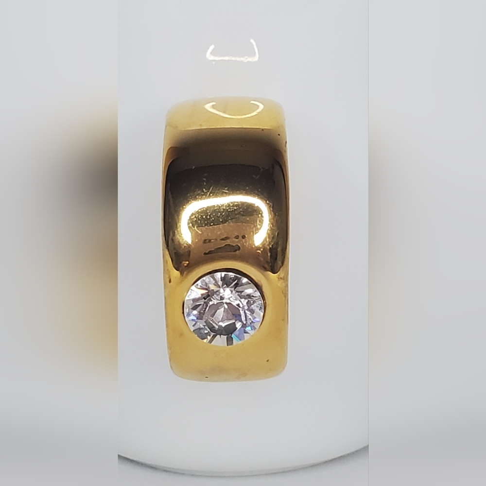 FLOYD 4"high x 3"diameter White /Gold Ring w/swaroski Crystal Ceramic Coffee Mug - Picture 6 of 8